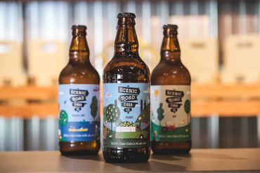 Peary, Nearly Dry and Dry ciders in 500 mL bottles