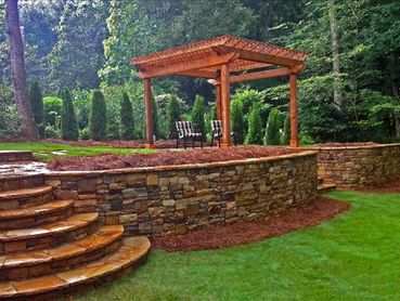Retaining Wall, Arbor, Stone Steps
