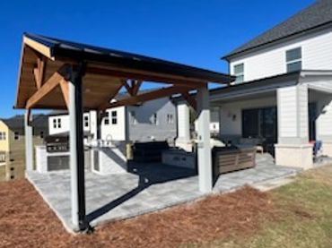 Outdoor Living, Roof Structure, Outdoor Kitchen, Stone Patio