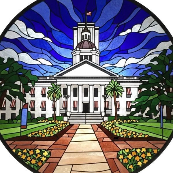 Stained glass style design of the Capital.