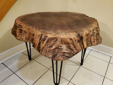 black walnut cookie table with hairpin legs