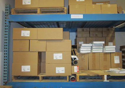 Pallet racking holds inventory. Fulfillment services for online sellers and commercial warehousing. 