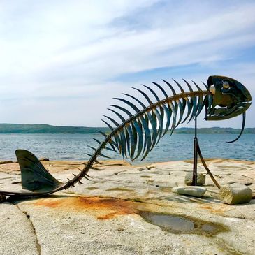 Fishasaurus, a collaborative sculpture made in Fogo along with Marc Fiset Aug 2021