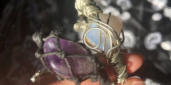 Macramé bracelet and Wire wrapped bracelet