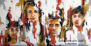 abstract family portrait by commission, 72"x36", acrylic on canvas