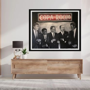 The "Rat Pack" at the Copa featuring a portrait of the client, acrylic on 48"x60" stretched canvas