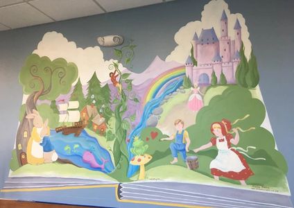 Designs by Arianne Fairy Tale Pop-up Mural at UNC Panther Creek Pediatrics