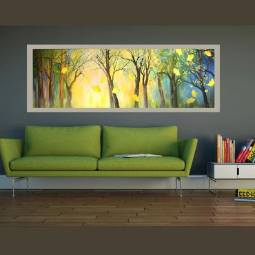 Magical Ginko Forest, acrylics on 24"x72" canvas