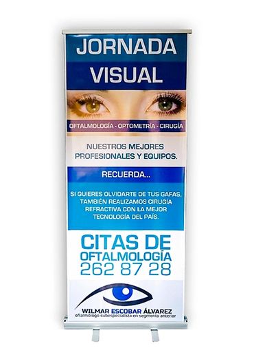 Porta Pendones. Retractil, SOHO Publicidad SAS