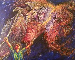 Revelations, worship flagging, Eagle, Lion, Ram, Son of Man, Incense burner, Stars and gxies