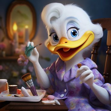 Granny Duck Annette getting ready to paint nails