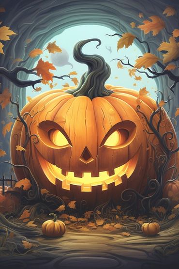 Granny Duck's jack-o-lantern while telling a spooky tale.