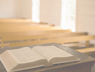 Pulpit with open Bible