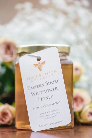 12 oz. hexagonal jar of Eastern Shore wildflower honey