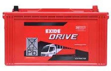 Red Exide Drive battery designed for locomotives.