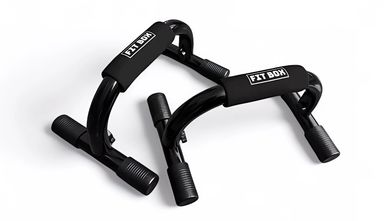 Black push-up bars labeled FIT BOX on a white background.