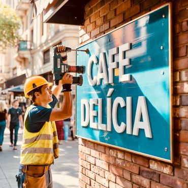 Sign installer for business signs.