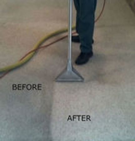 Carpet cleaning showing a clear difference between dirty and clean areas.