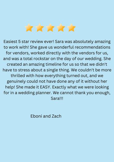 Five-star Google review from a couple who got married at The Wilma.