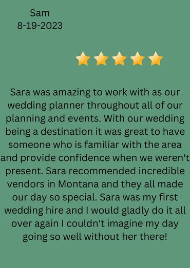 Five-star Google review from a destination couple.