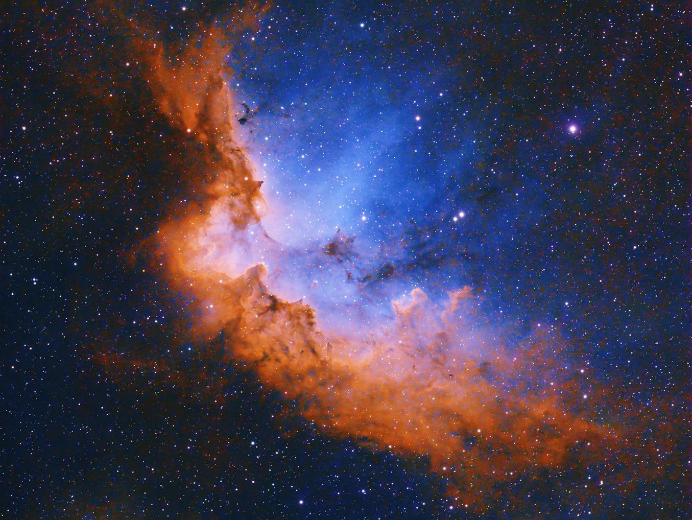 Hubble Palette of the Wizard Nebula