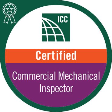 Certified Commercial Mechanical Inspector badge.