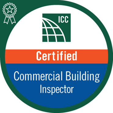 Certified Commercial Building Inspector badge.