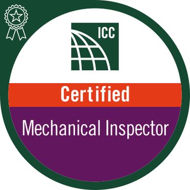 ICC Certified Mechanical Inspector badge.