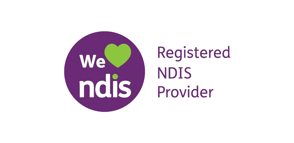 We Heart NDIS Logo - A circle-shaped logo in purple with the words 'We Heart NDIS' in white