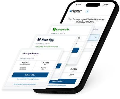 acorn finance cell phone showing examples of financing options