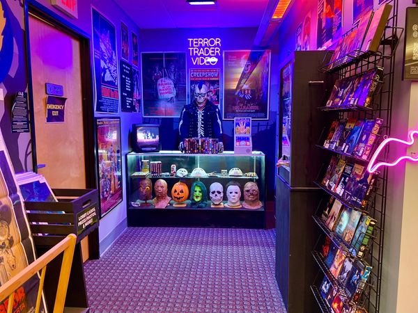 Terror Trader has a huge collection of rare VHS tapes and masks!