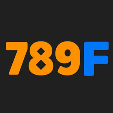 Logo 789F màu cam và xanh trên nền đen.