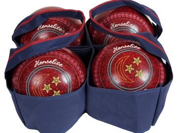 Convient carrier for all four of your bowls.
Blue heavy dutie fabric with Blue and Red straps