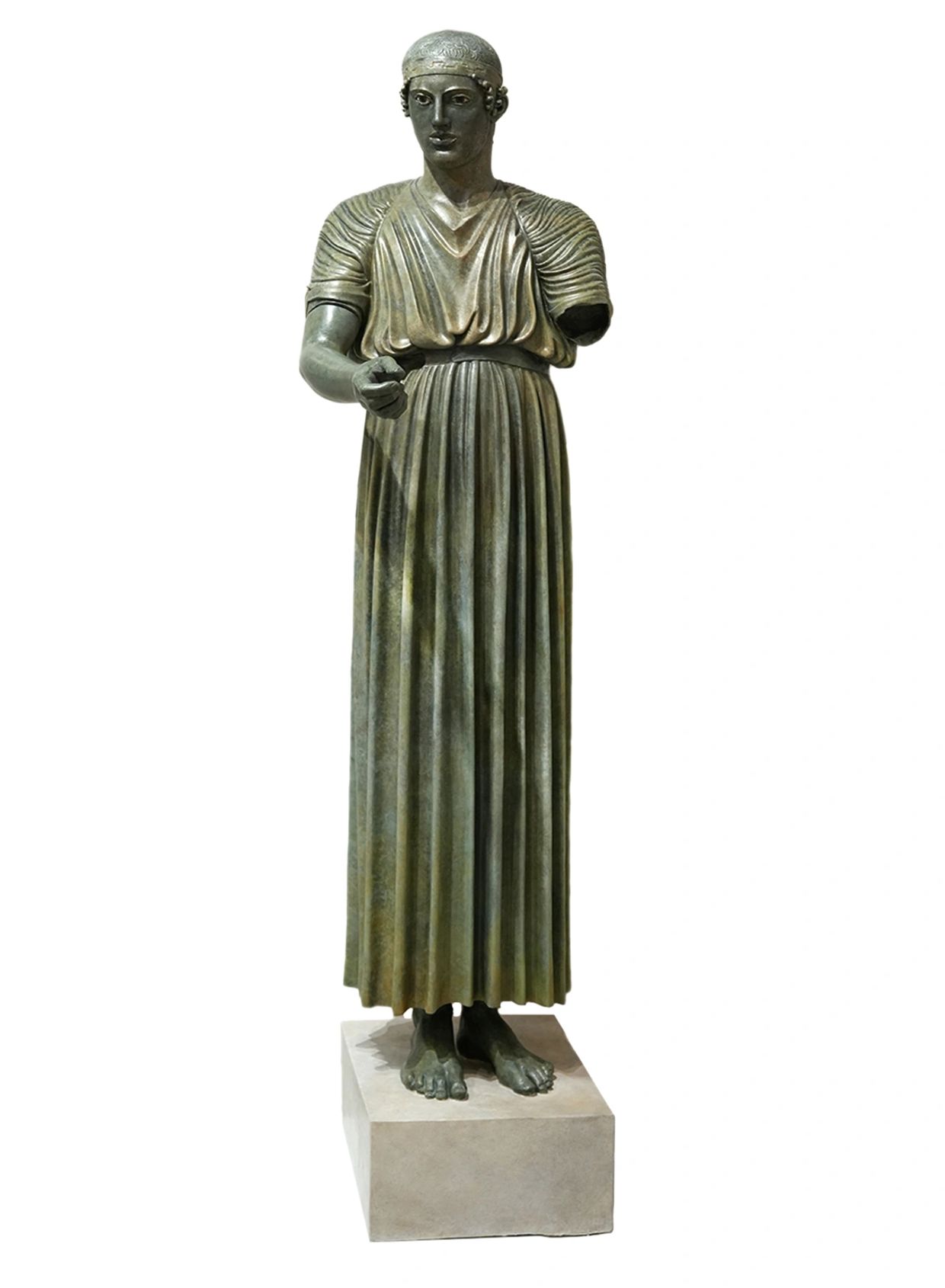 Life-size plaster cast of the Charioteer of Delphi by the Ateliers de Moulage du Musée du Louvre, Fr