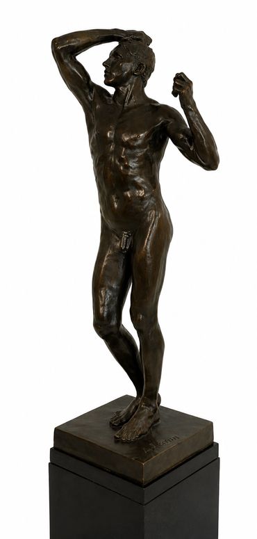 The Age of Bronze after Auguste Rodin, male nude torso and upper legs detail