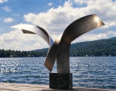 close up image of Historic 1967 photograph of Herbert Brooks Walker BIRD sculpture at Lake Morey, Fa
