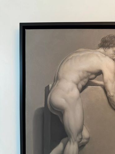 Detail of torso and shoulder in Philip Melville Courtney male nude painting
