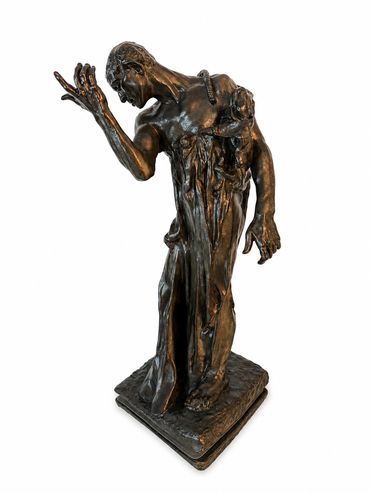 Pierre de Wissant after Auguste Rodin, patinated plaster maquette, frontal three-quarter view with r