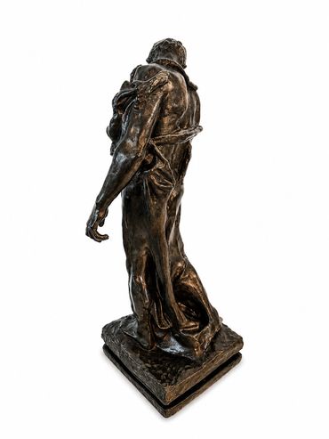 Pierre de Wissant after Auguste Rodin, patinated plaster figure, full side view
