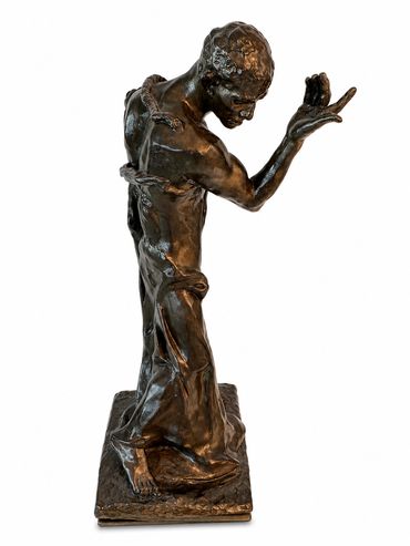 Pierre de Wissant after Auguste Rodin, patinated plaster maquette, alternate frontal view