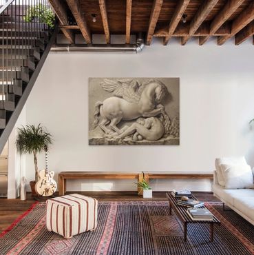 Pegasus and Bellerophon by Philip Melville Courtney displayed in a modern interior