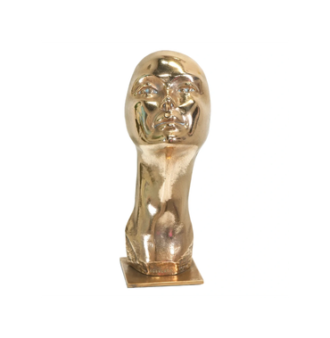 Charles Delporte modernist polished bronze bust, full frontal view showing elongated sculptural form
