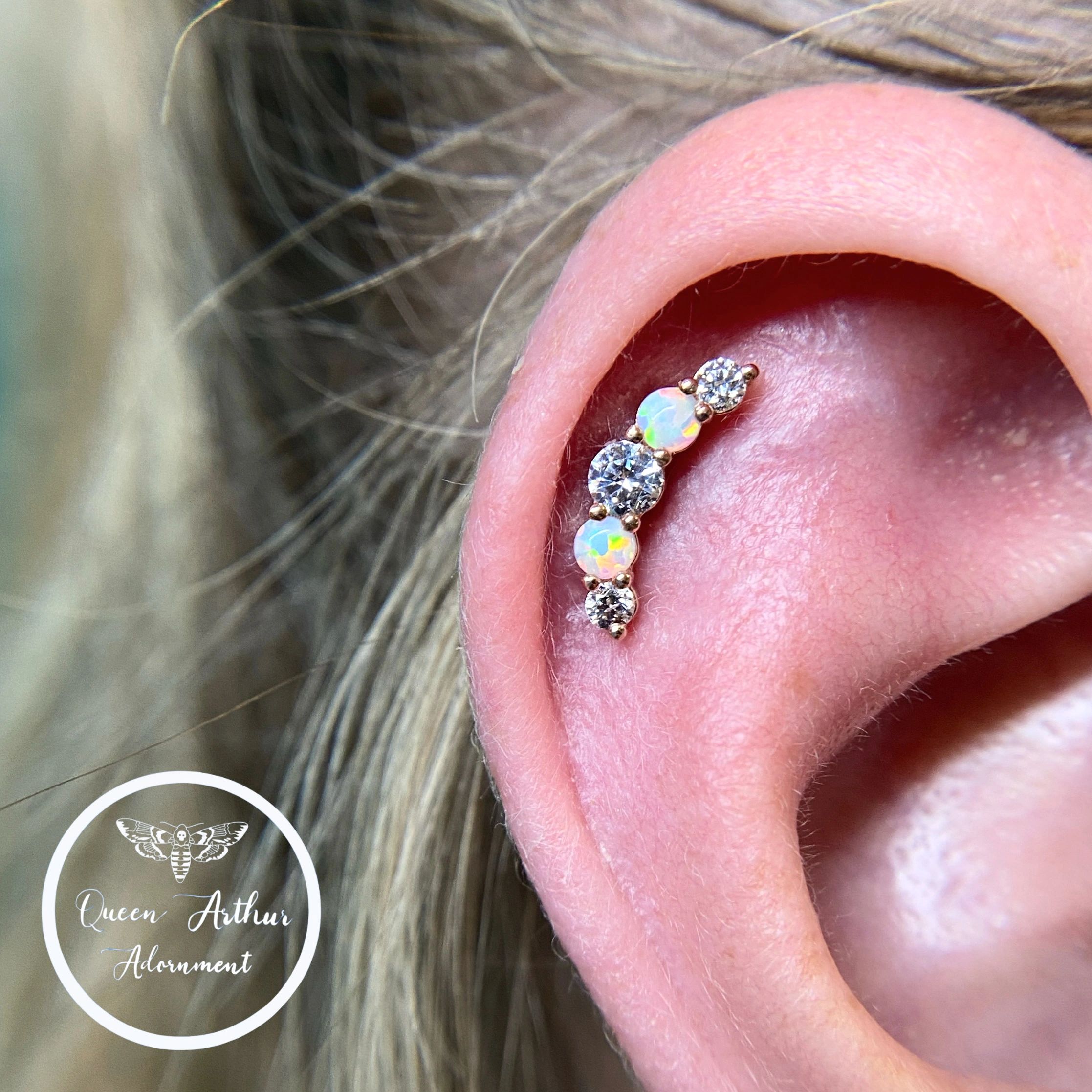 Helix piercing in Scarborough fine body jewellery sales, gold body jewellery