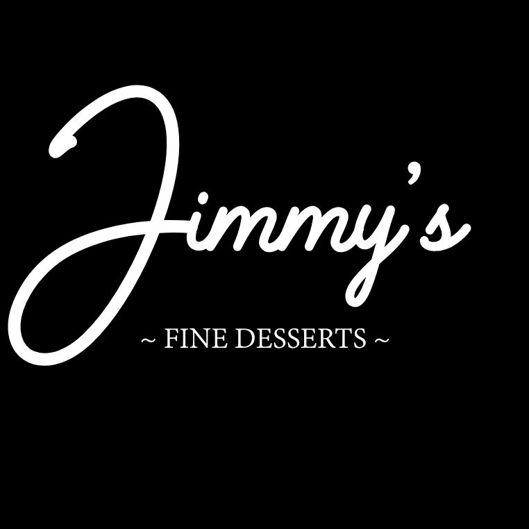 Logo for Jimmy's Fine Desserts in elegant white script on black.