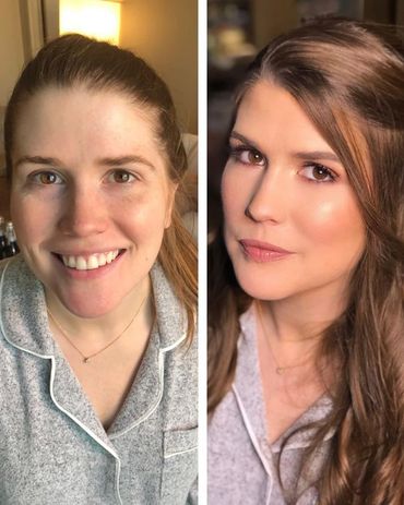 Bombshell Creations onsite hair and makeup artists. Professional makeup. Bridal hairstyles.