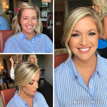 Bombshell Creations onsite hair and makeup artists. Professional makeup. Bridal hairstyles.