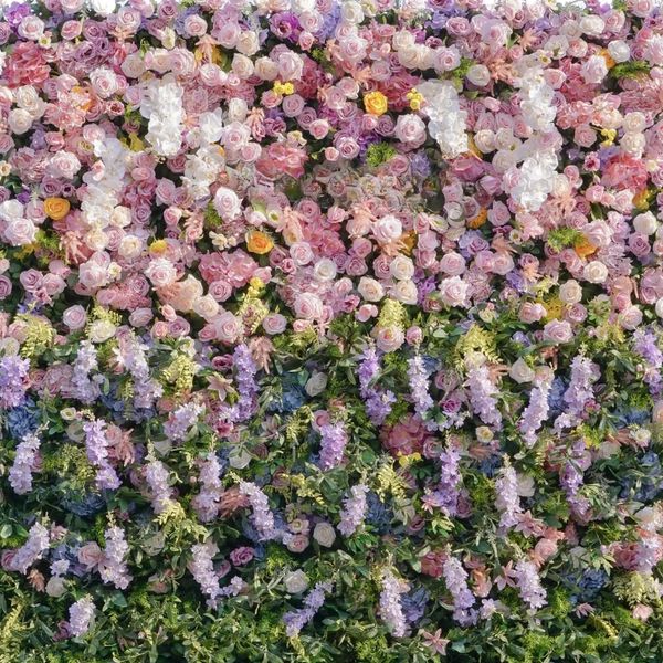 Pink, purple, wisteria blooming flower wall