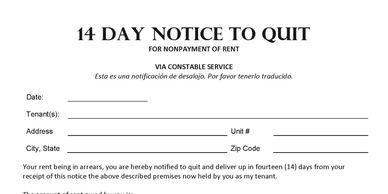Image of a Massachusetts14 day notice to quit 