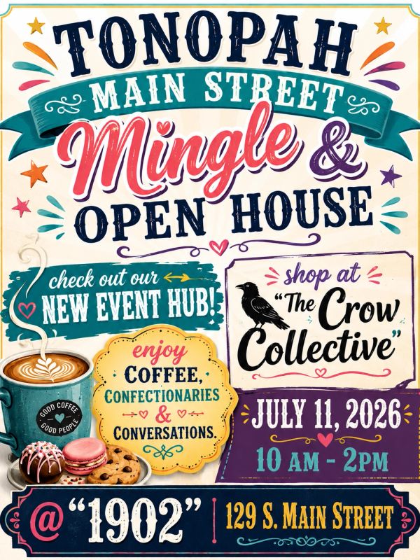 Tonopah Main Street Mingle & Open House event poster.