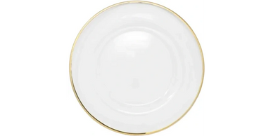 gold rimmed glass charger